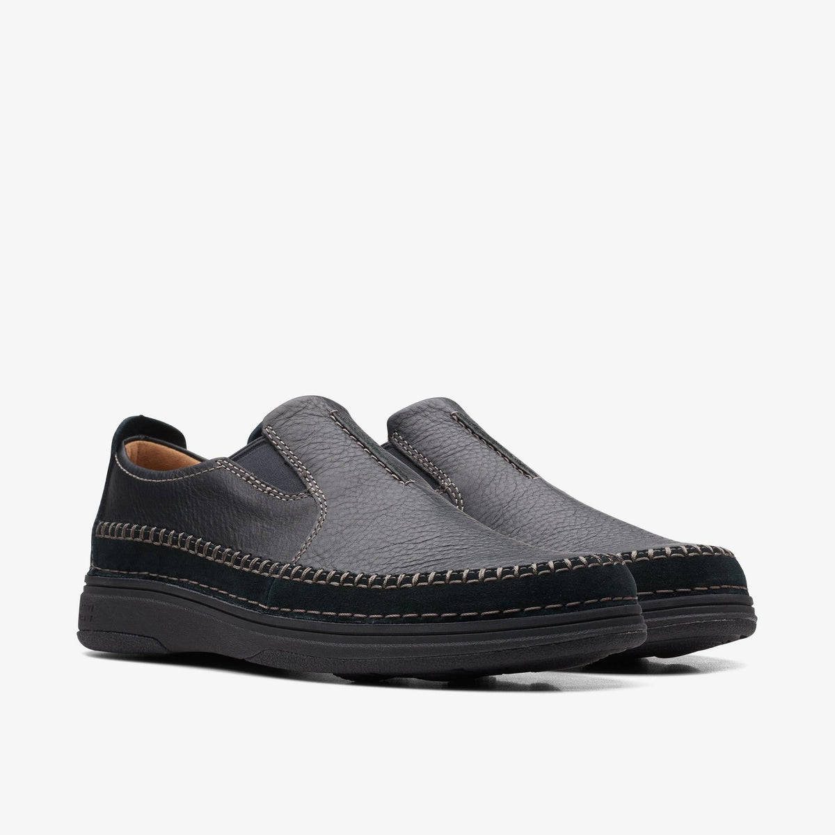 Clarks Nature 5 Walk Men's Black Combi Leather and Suede 26168428 — sole view