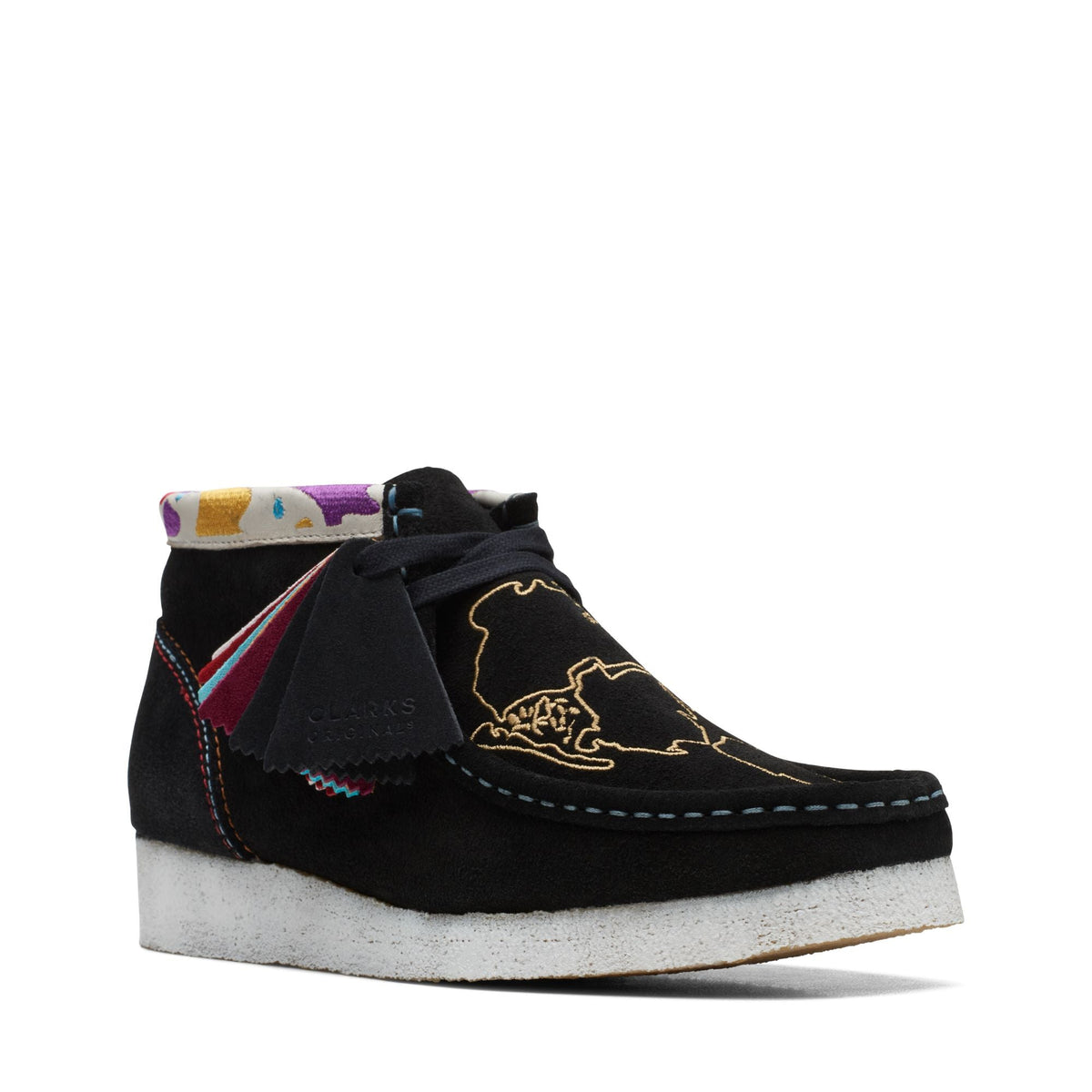 Clarks Originals Wallabee Boot Women's Black Leather 26168582 — side view