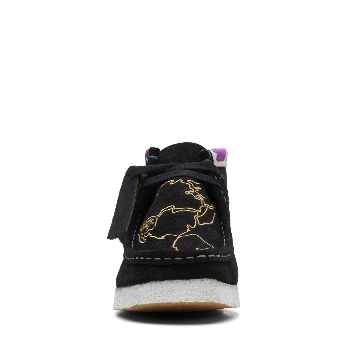 Clarks Originals Wallabee Boot Women's Black Leather 26168582 — rear view