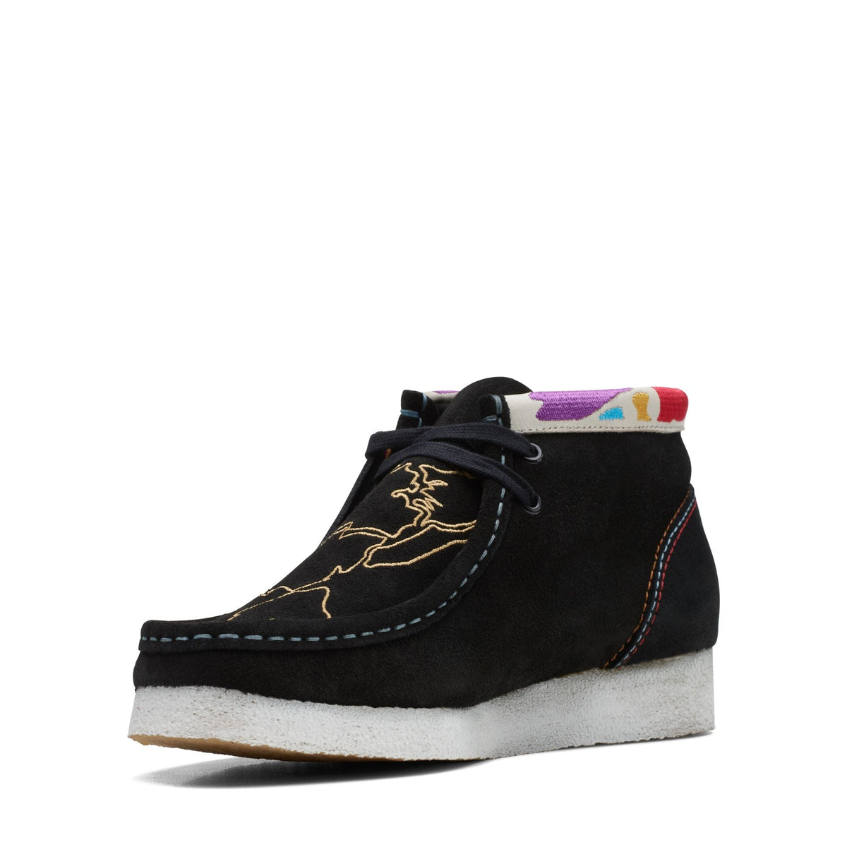 Clarks Originals Wallabee Boot Women's Black Leather 26168582 — sole view