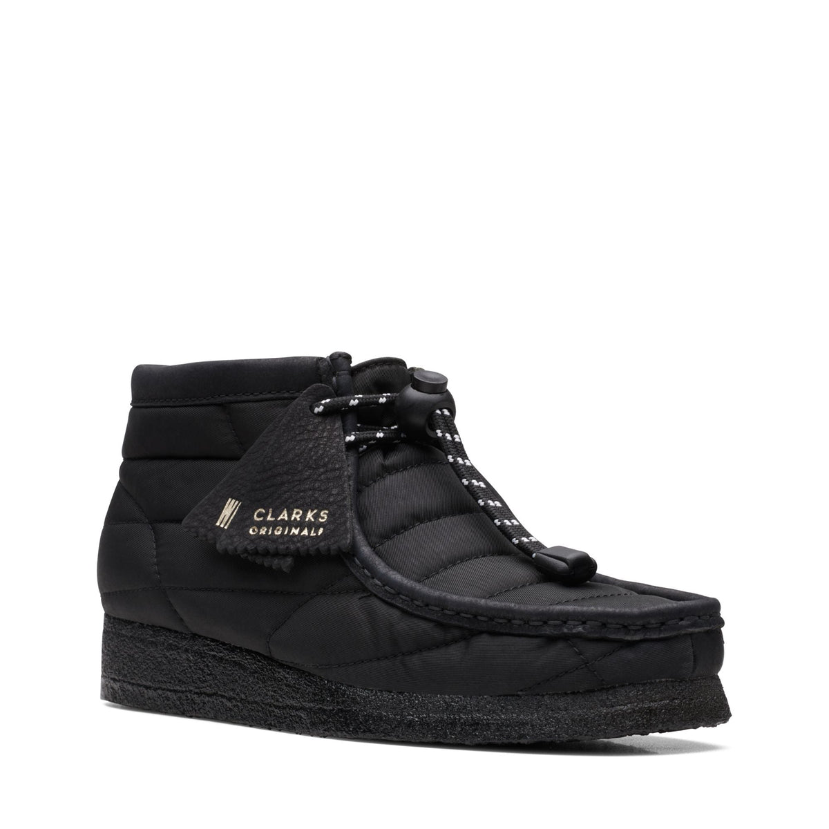 Clarks Originals Wallabee Boot Women's Black Textile 26168587 — side view