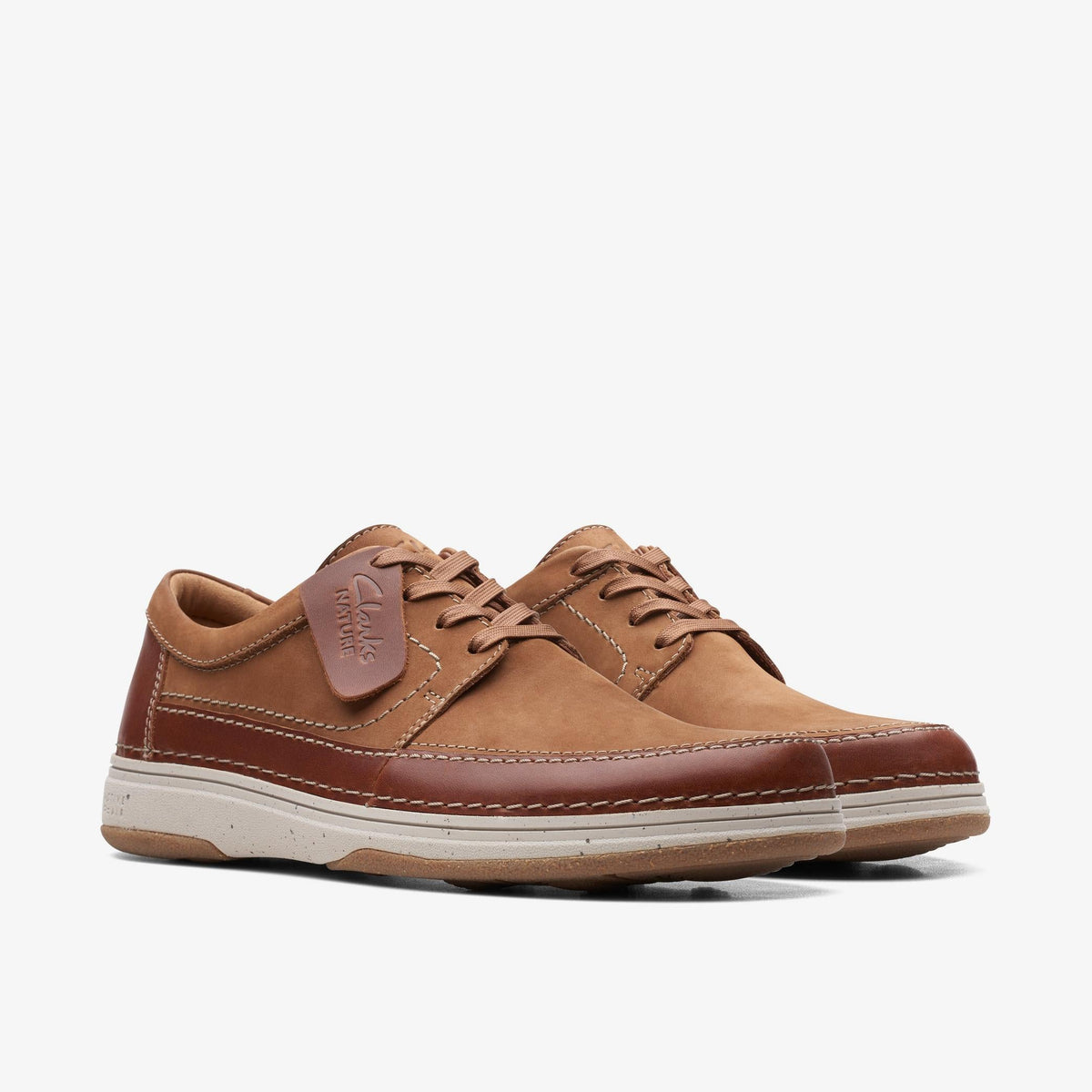 Clarks Nature 5 Lo (Wide) Men's Dark Tan Combi Nubuck 26168613 — sole view