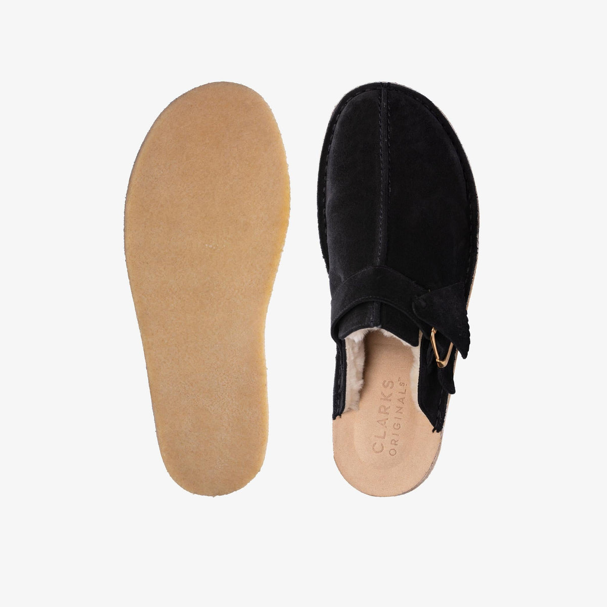 Clarks Originals Trek Mule Men's Black Wlined Suede 26168618 — top view