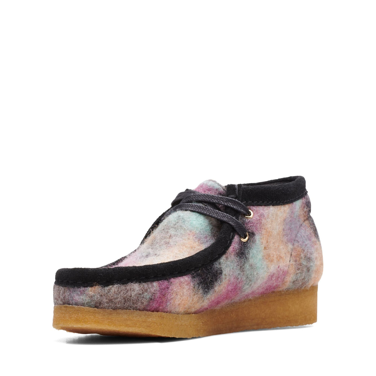 Clarks Originals Wallabee Boot Women's Black Suede 26168702 — sole view