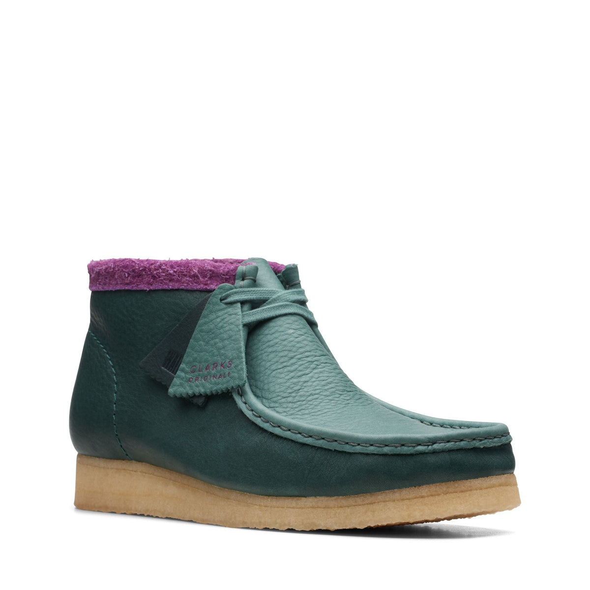 Clarks Originals Wallabee Boot Men's Green Purple Combi Leather 26168831 — side view