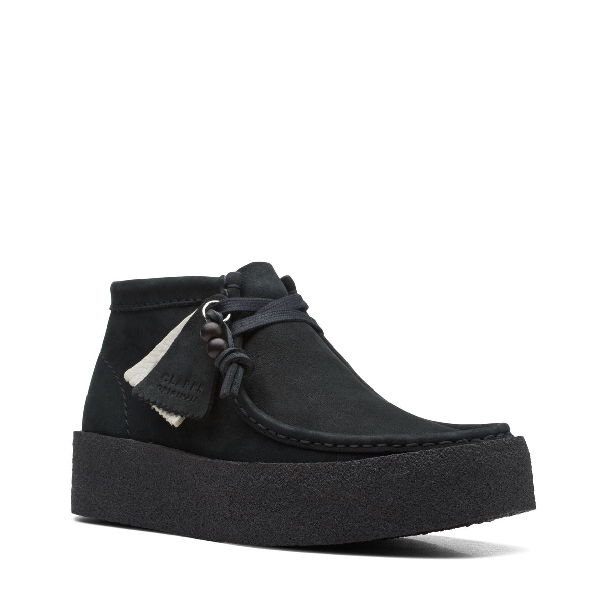 Clarks Originals Wallabee Cup Women's Black Leather 26168980 — side view