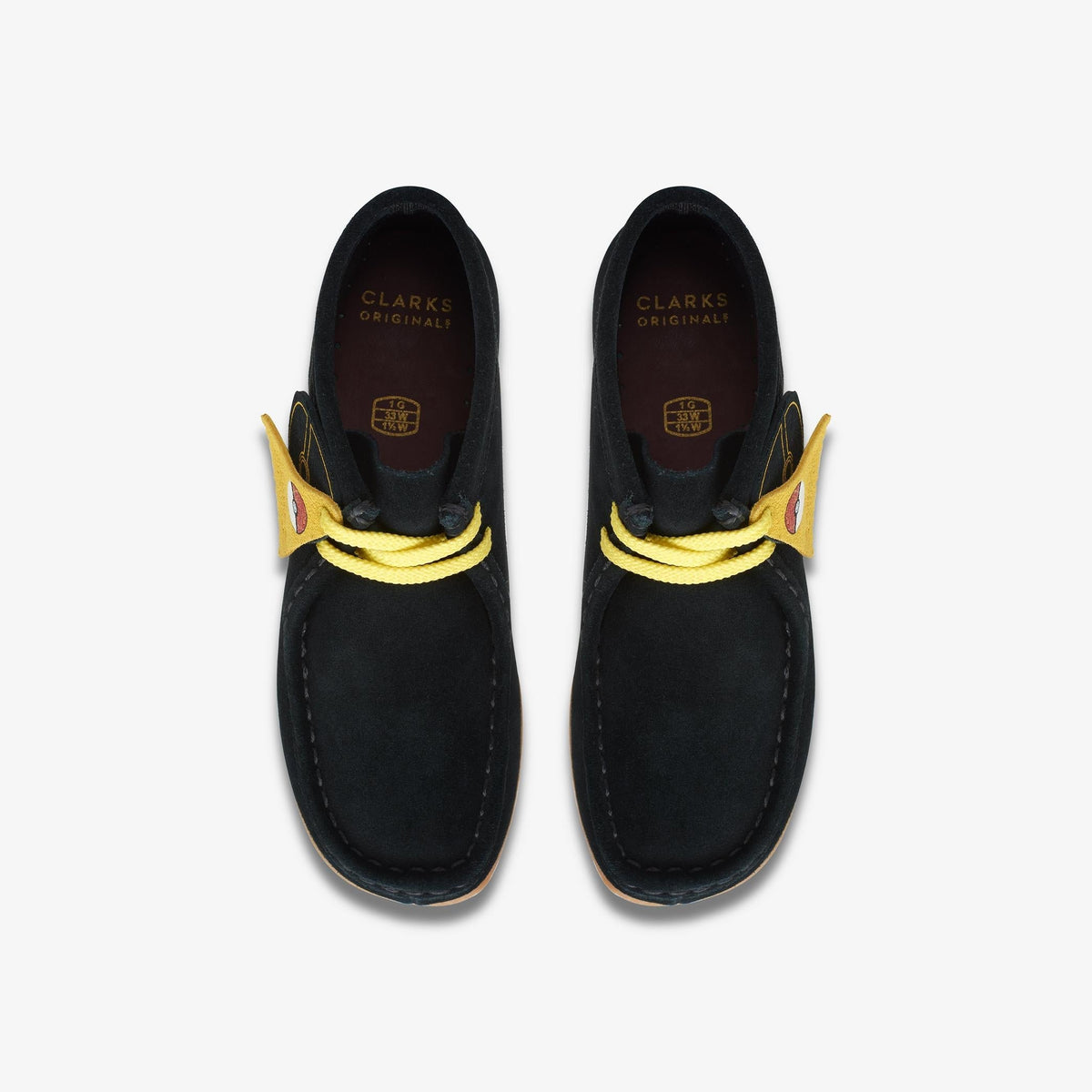 Clarks Originals x Pokémon Wallabee Mist Kids' Unisex Black Print Suede 26169543 — top view