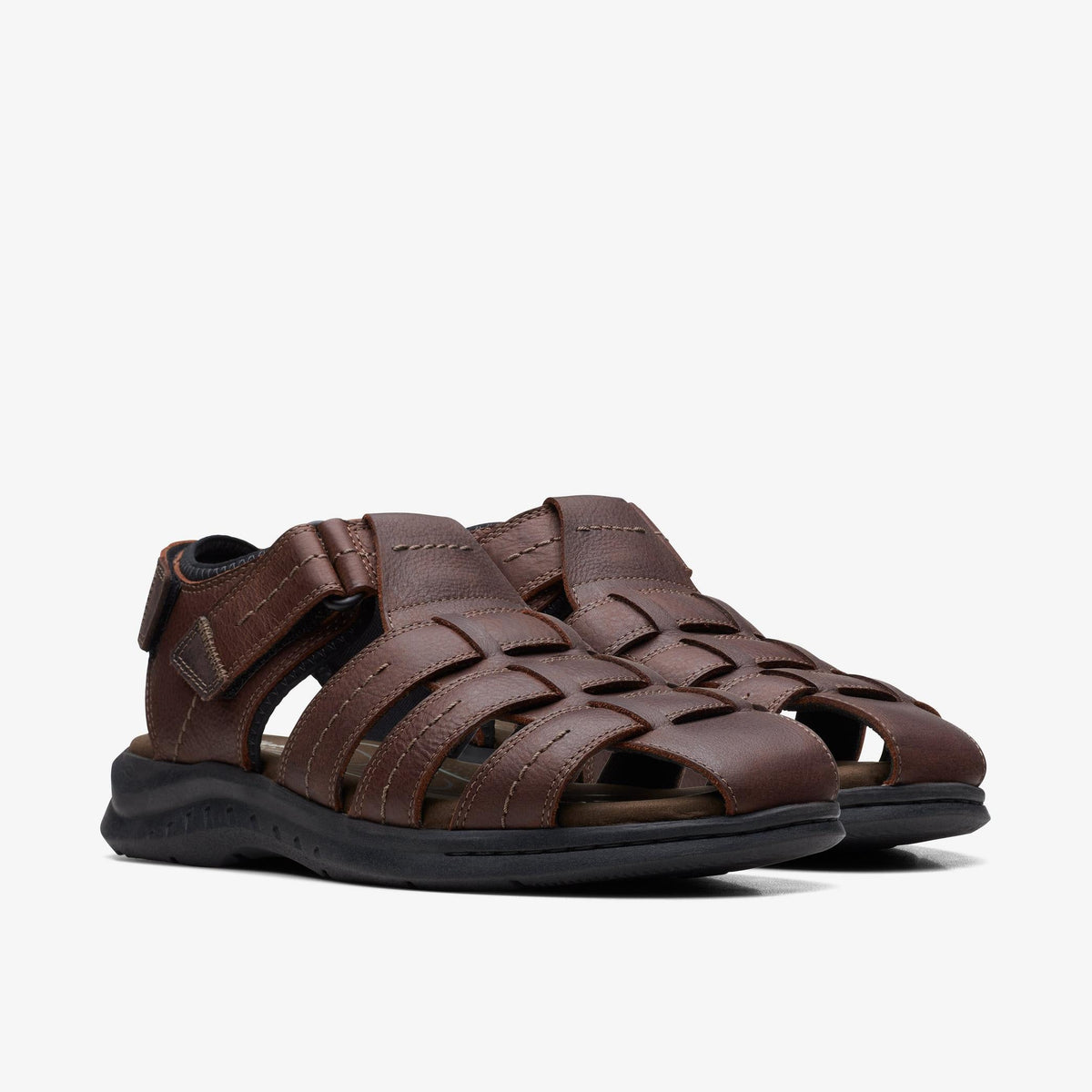 Clarks Walkford Fish (Wide) Men's Brown Tumbled Leather 26171794 — sole view