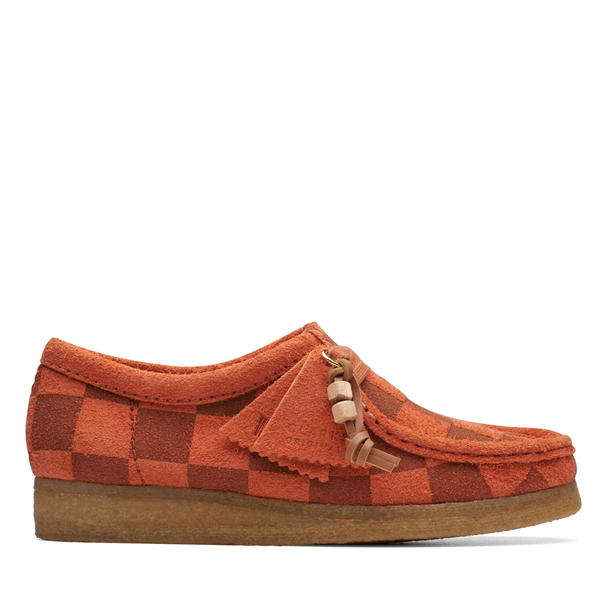 Clarks Originals Wallabee Women's Orange Check Casual Shoes