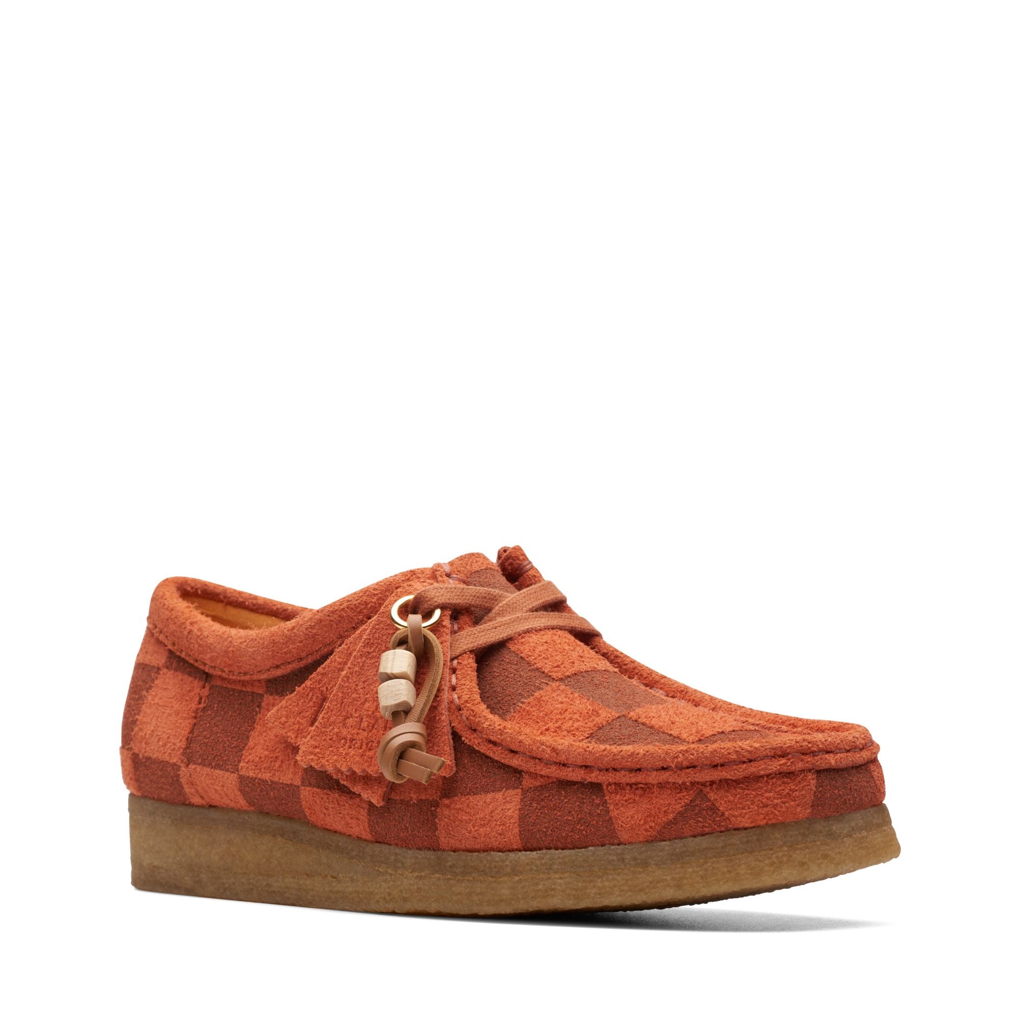 Clarks Originals Wallabee Women's Orange Check Casual Shoes