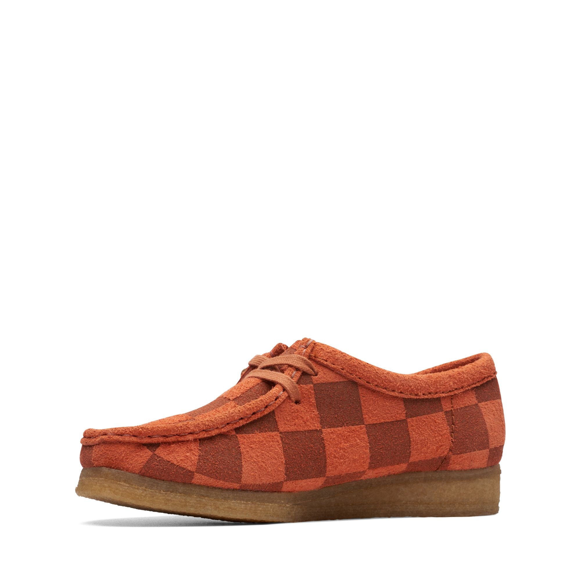 Clarks Originals Wallabee Women's Orange Check Casual Shoes