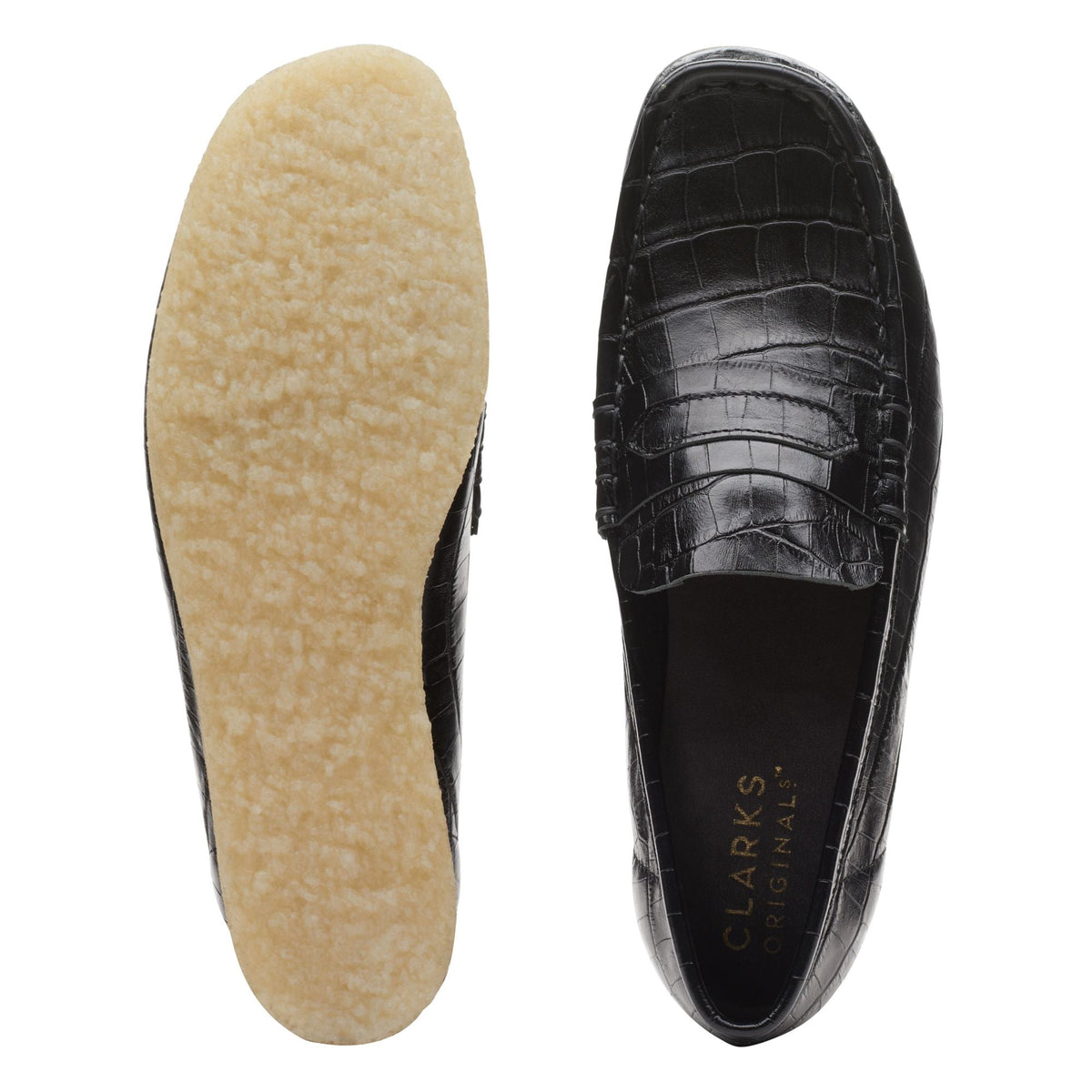 Clarks Originals Wallabee Loafer Women's Black Croc Croc-Embossed Leather 26174016 — product view 5