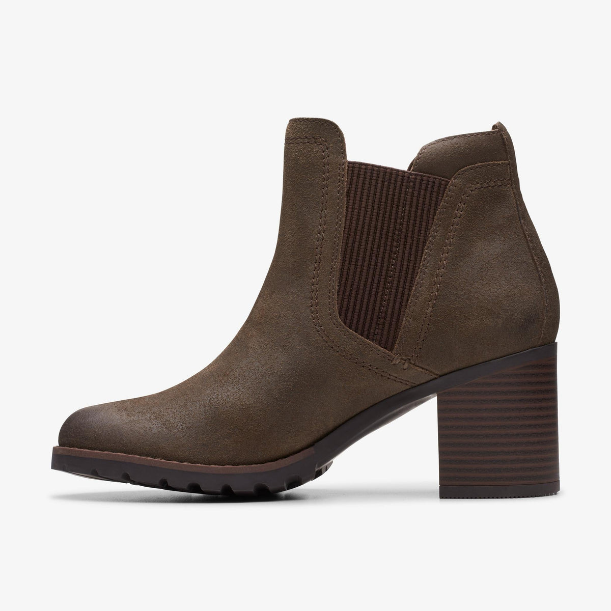 Clarks Leda Up Women's Dark Olive Suede 26174963 — side view