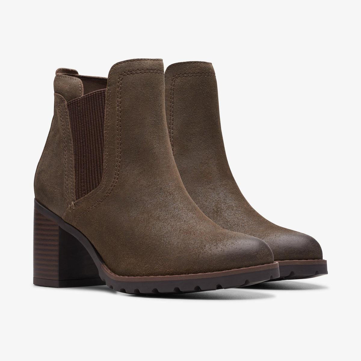 Clarks Leda Up Women's Dark Olive Suede 26174963 — sole view
