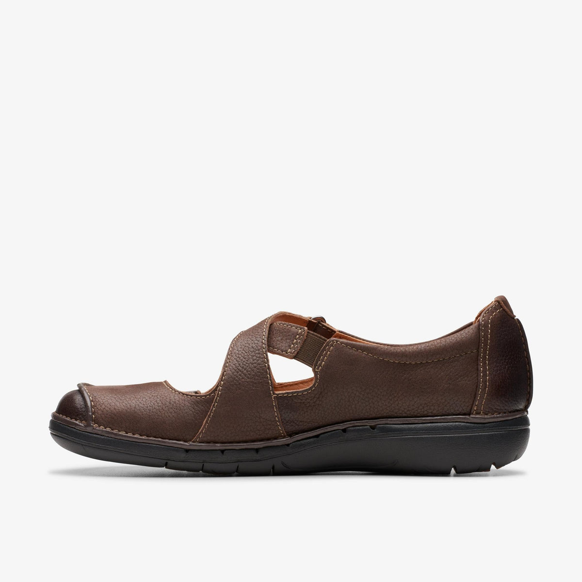 Clarks Un Loop Strap Women's Dark Brown Leather 26174971 — side view