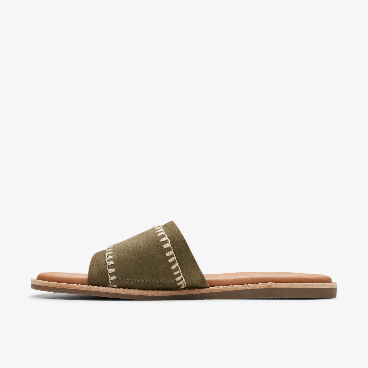 Clarks Maritime Mule Women's Olive Suede 26176401 — side view