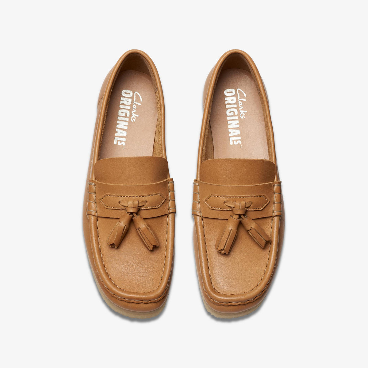 Clarks Originals Wallabee Loafer Women's Mid Tan Leather 26176560 — top view
