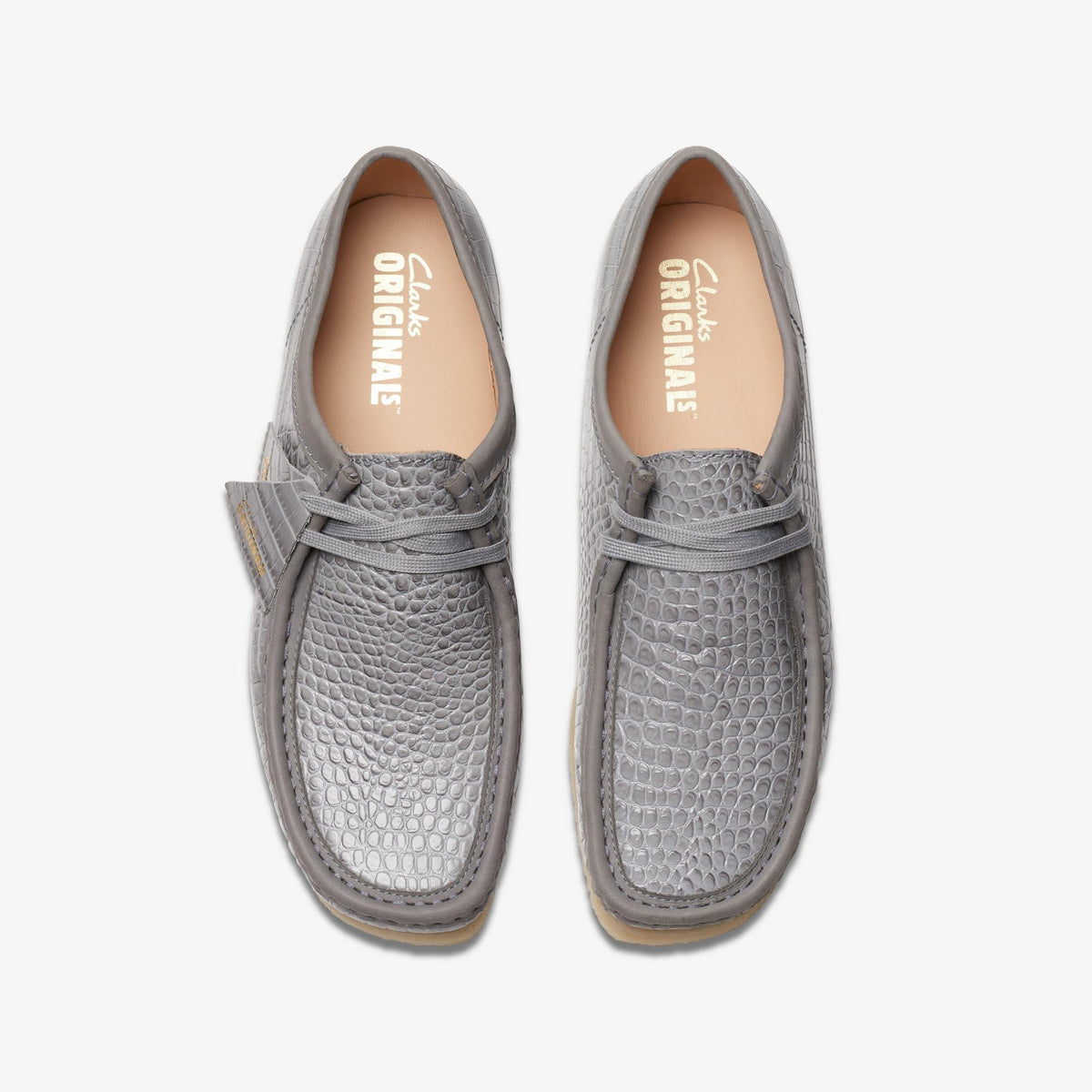 Clarks Originals Wallabee Men's Grey Croc-Embossed Leather 26176573 — top view