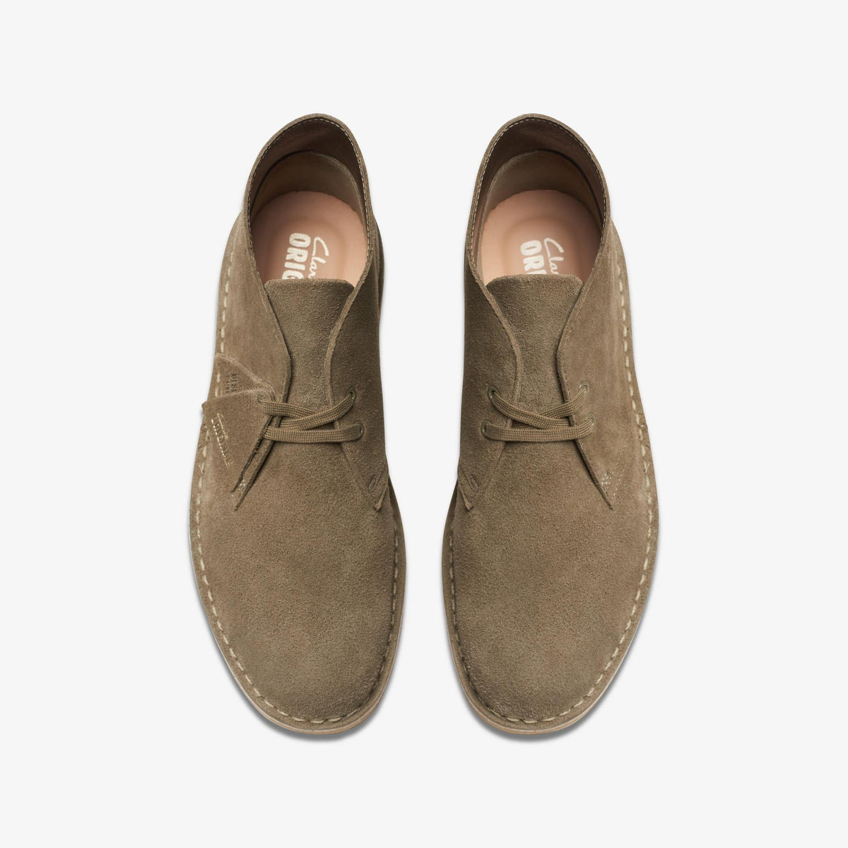 Clarks Originals Desert Boot Men's Pale Khaki Suede 26176626 — top view