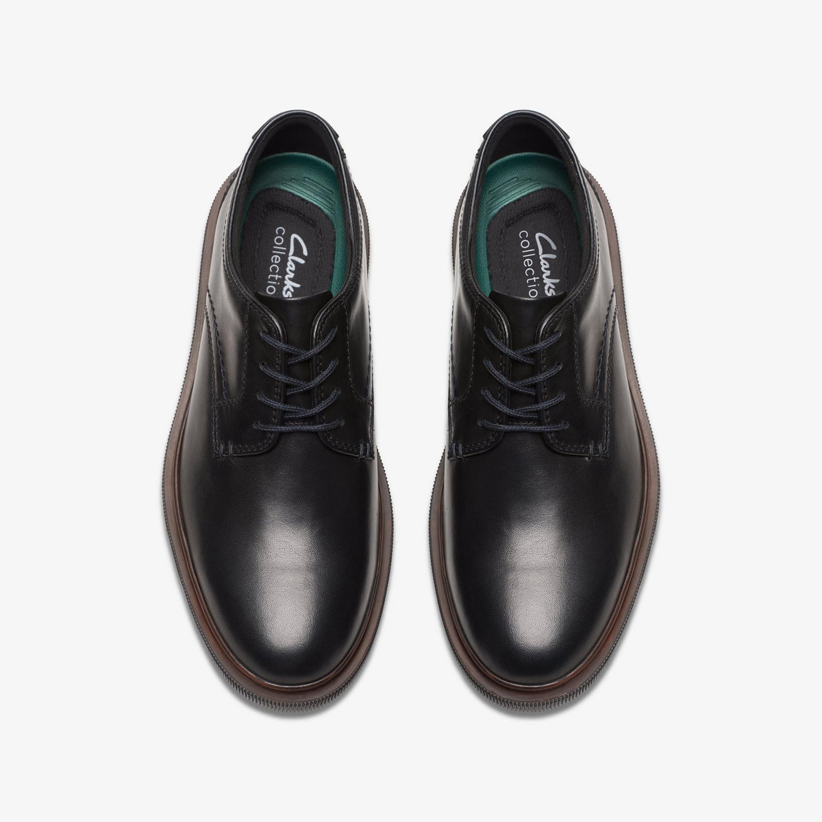 Clarks Burchill Derby Men's Black Leather 26176927 — top view