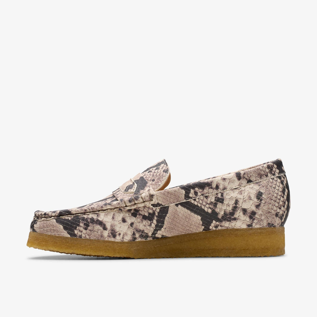 Clarks Originals Wallabee Loafer Women's Grey Snake Leather 26178222 — side view
