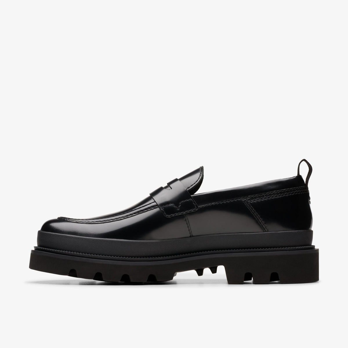 Clarks Badell Easy Men's Black Hi-Shine Leather 26178482 — side view