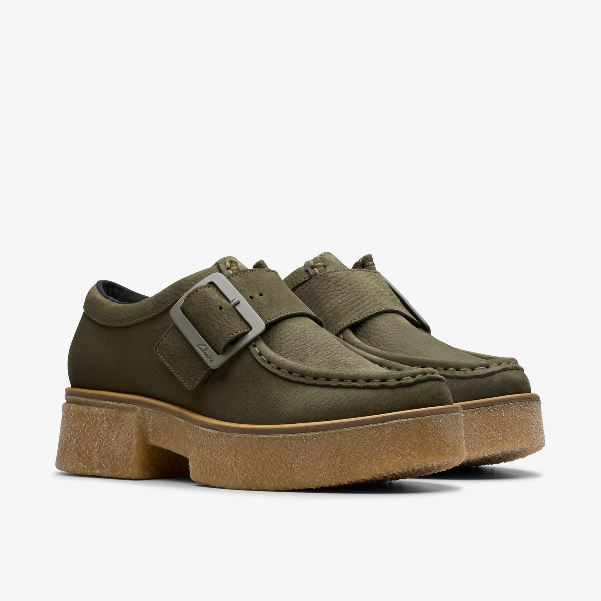 Clarks Linoso Monk Women's Dark Green Nubuck 26178679 — sole view