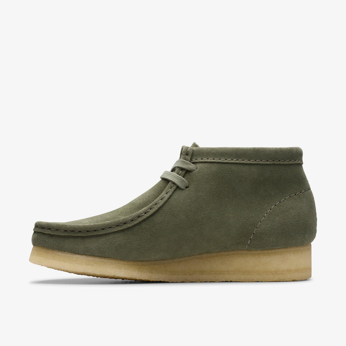 Clarks Originals Wallabee Boot Women's Khaki/Green Suede 26179160 — side view