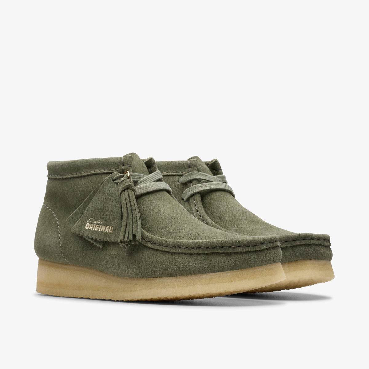 Clarks Originals Wallabee Boot Women's Khaki/Green Suede 26179160 — sole view