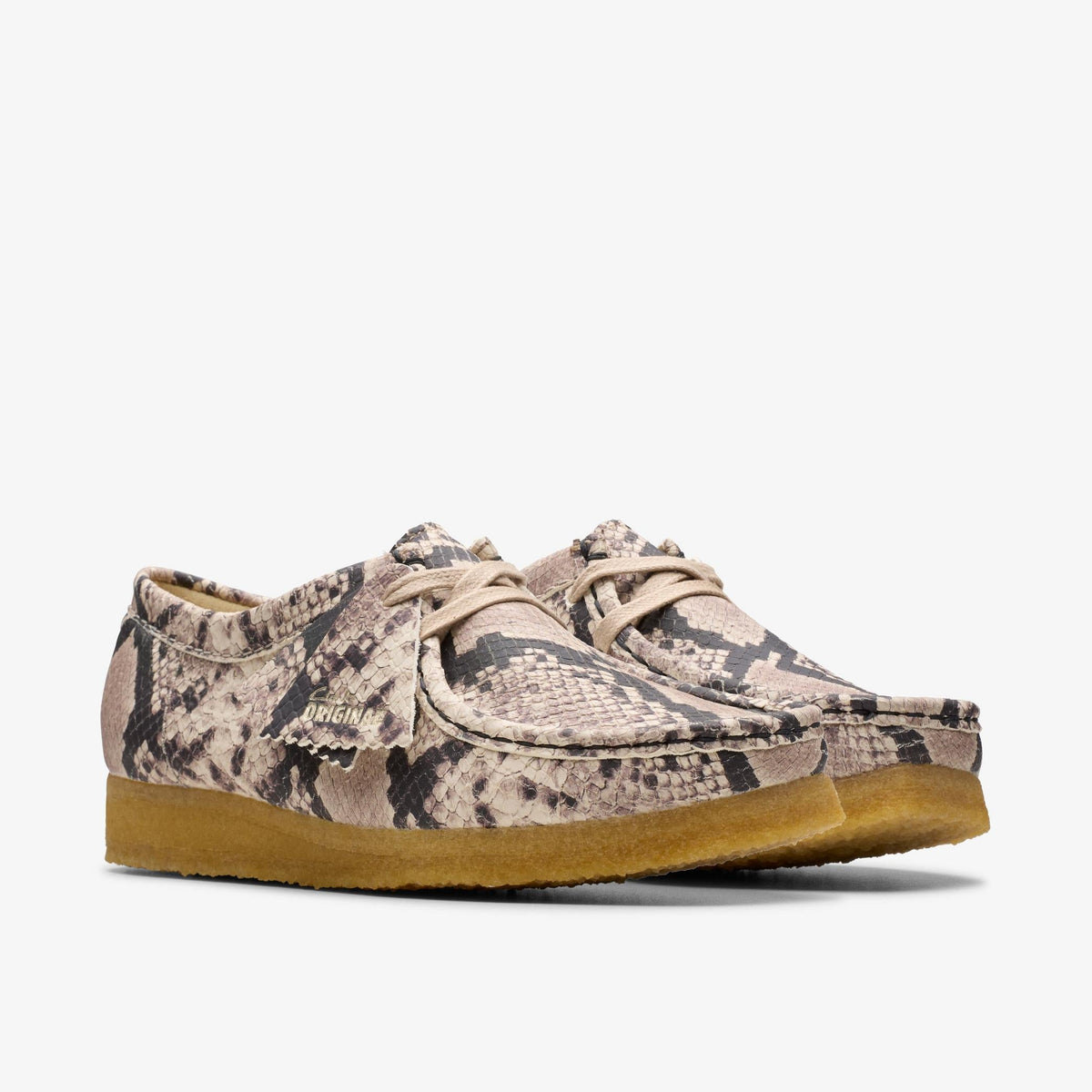 Clarks Originals Wallabee Women's Grey Snake Leather 26179329 — sole view