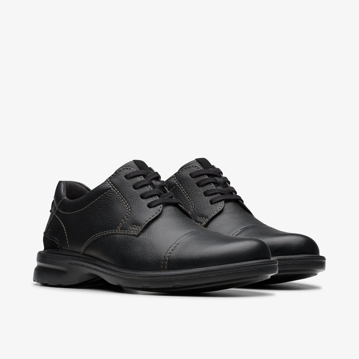 Clarks Originals Gessler Cap Men's Black Tumbled Leather 26179429 — sole view