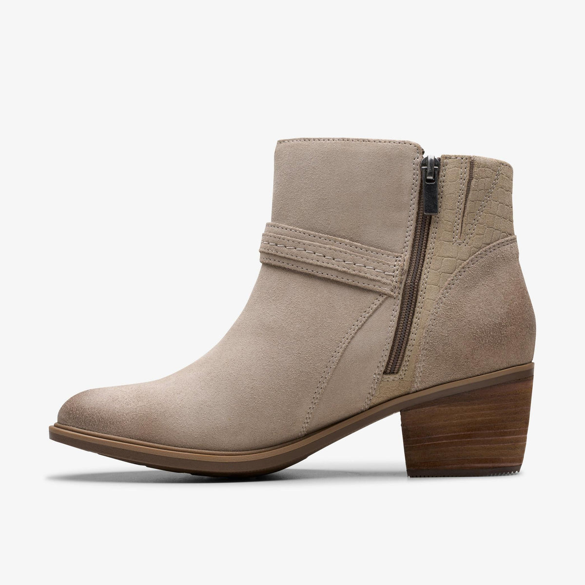 Clarks Neva Buckle Women's Stone Suede 26179802 — side view