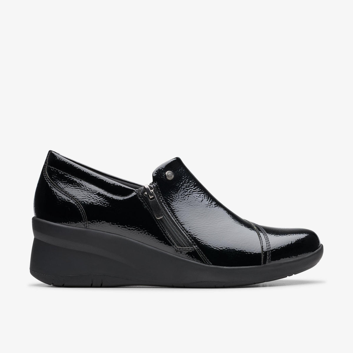 Clarks Suttyn Zip Women's Black Crinkle Patent Leather 26180144