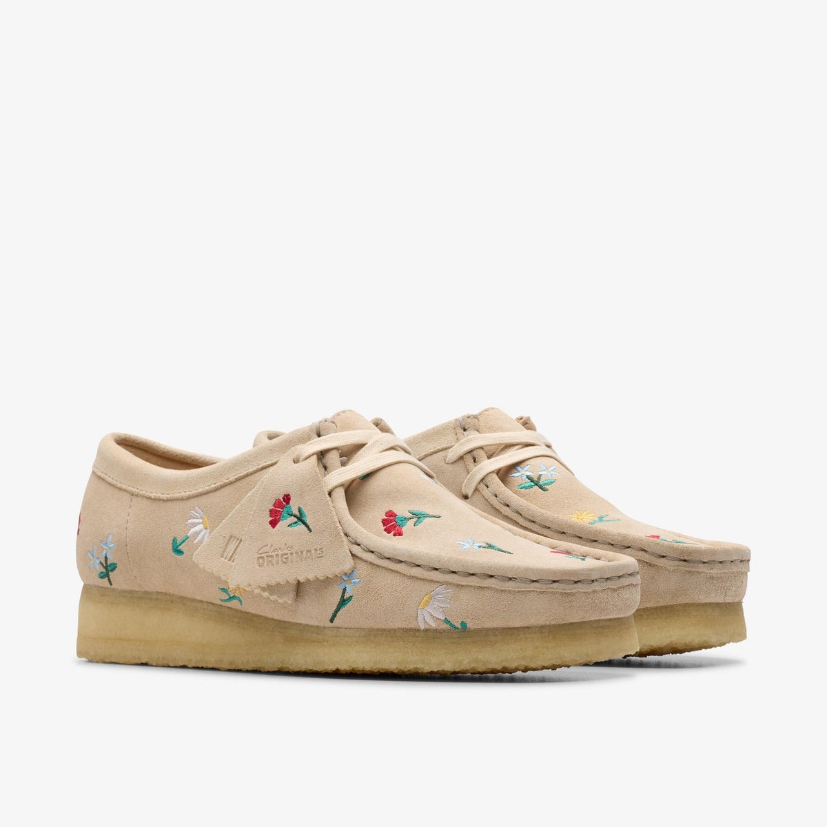 Clarks Originals Wallabee Women's Taupe Embroidery Suede 26180171 — sole view