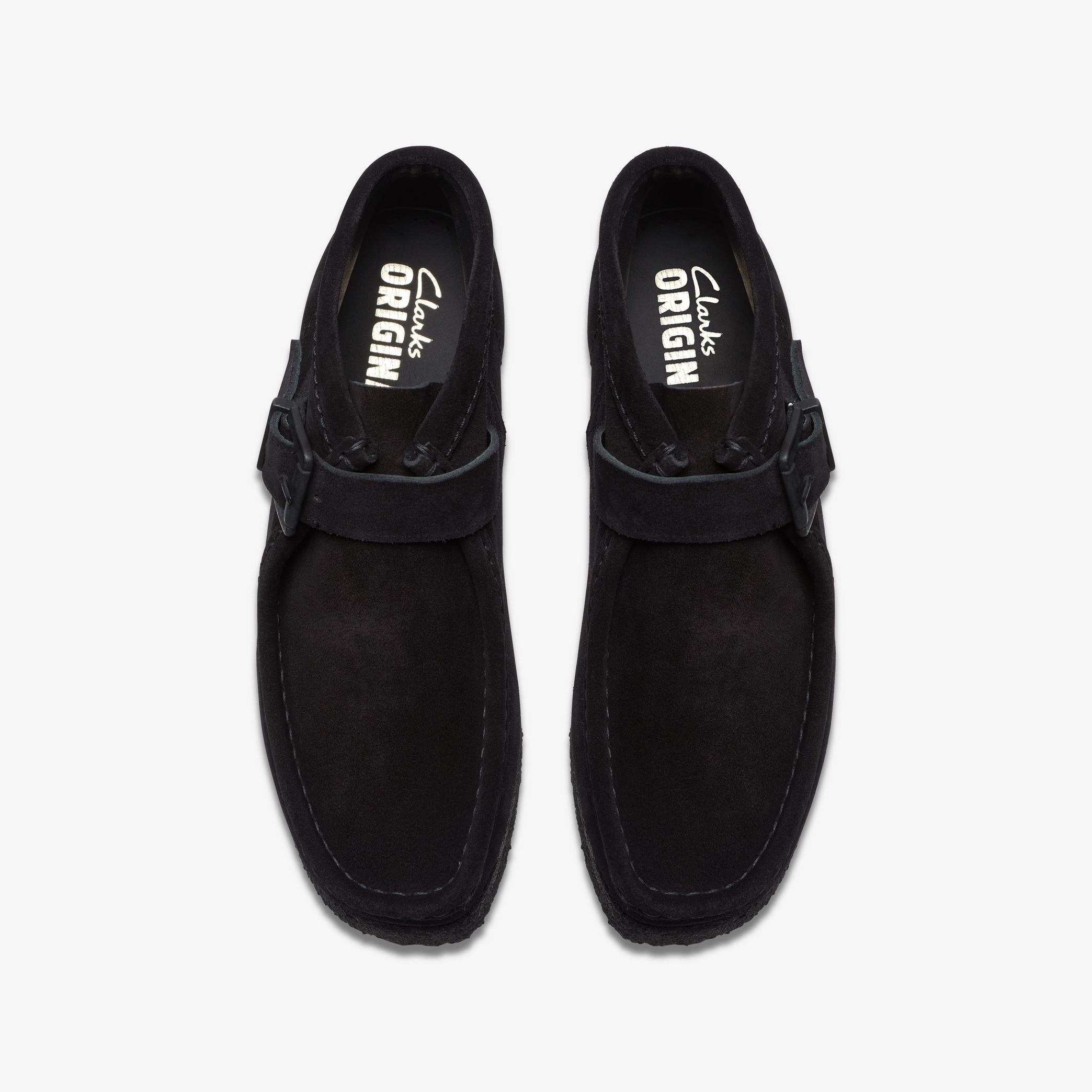 Clarks Wallabt Buckle Women's Black Suede Shoes