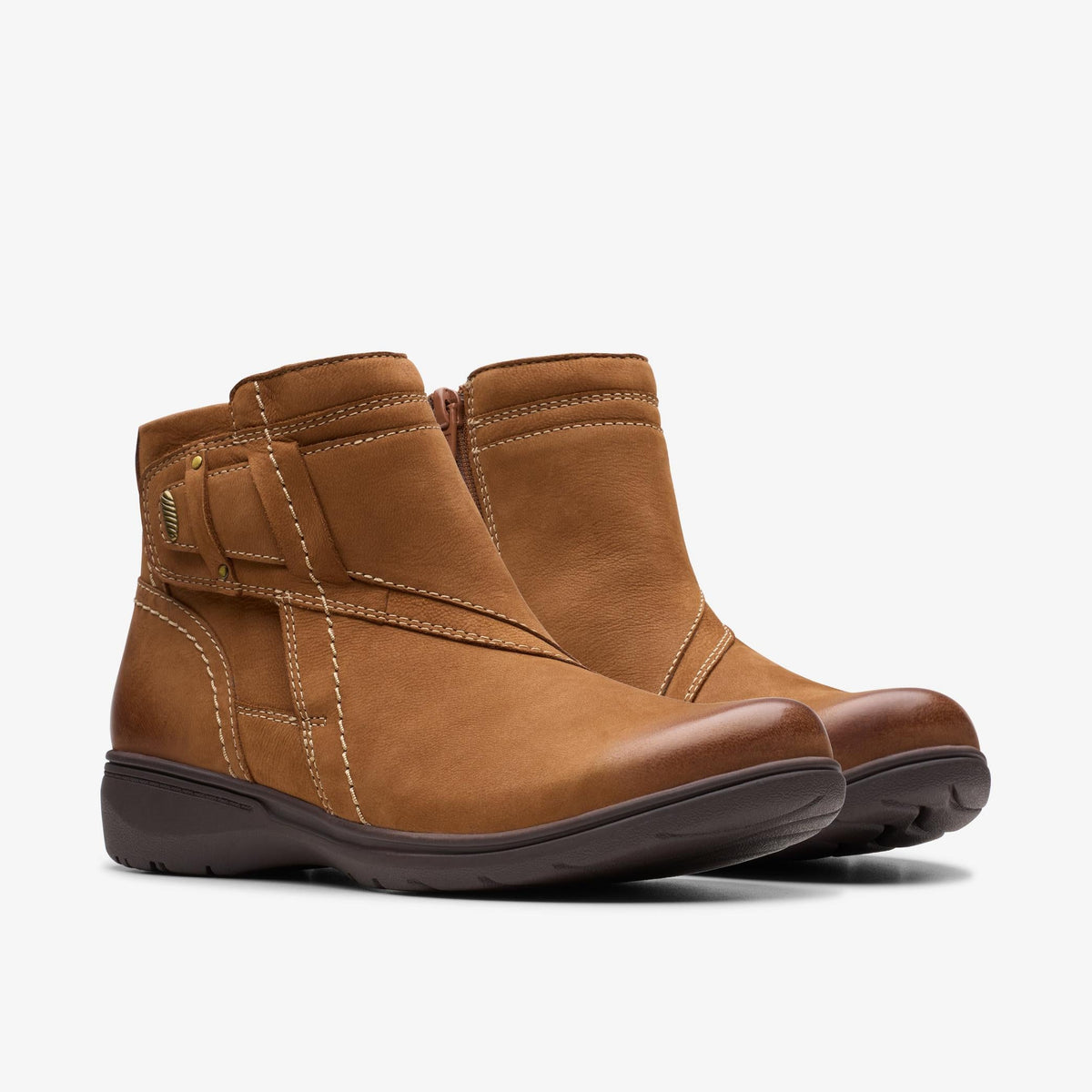 Clarks Carleigh Style Women's Dark Tan Nubuck 26180602 — sole view