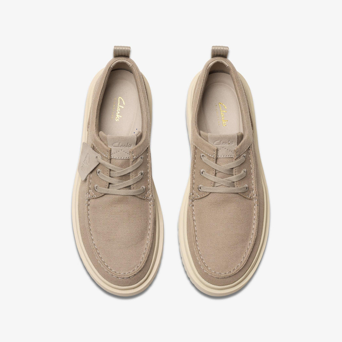 Clarks Polden Moc Men's Grey Canvas 26180867 — top view