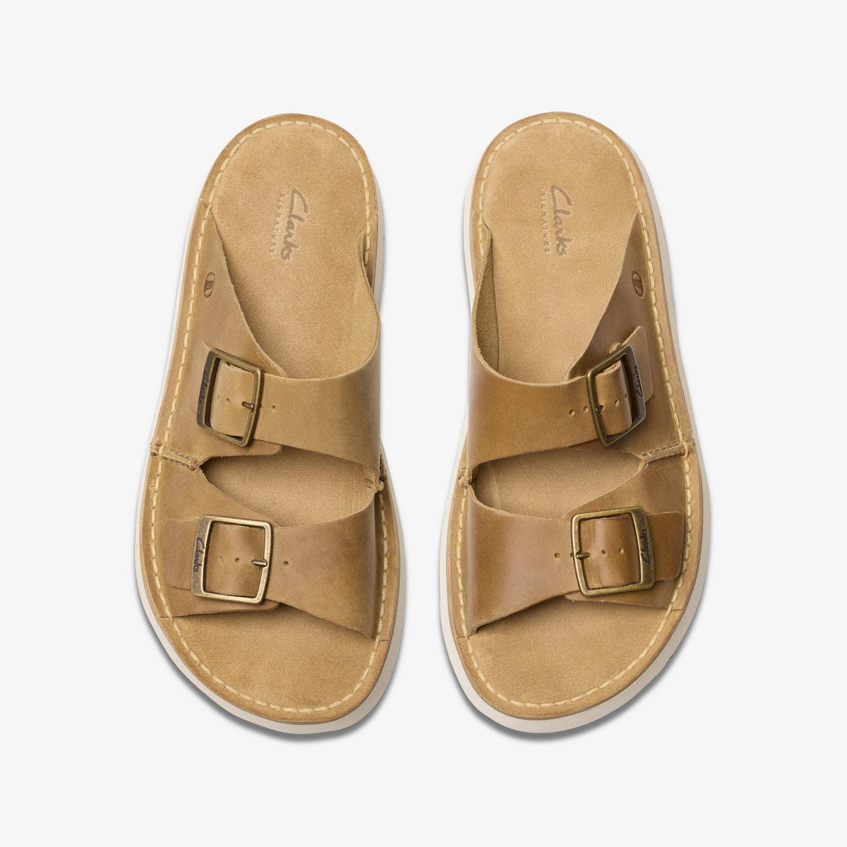 Clarks Solsbury Strap Men's Dark Sand Leather 26180884 — top view