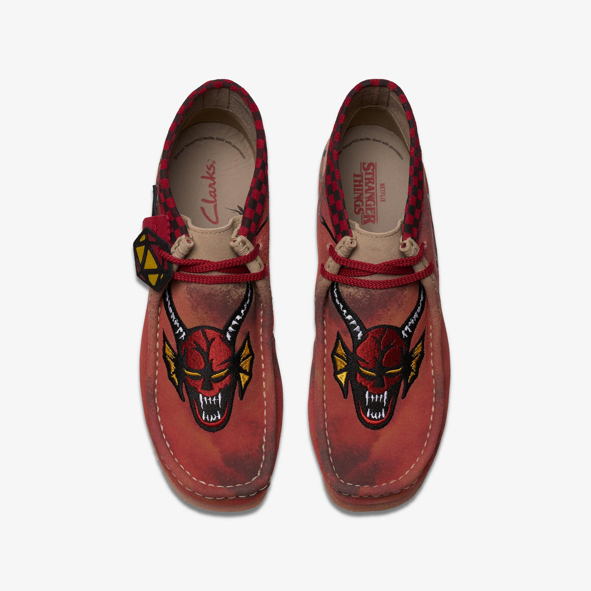 Clarks Originals x Stranger Things Wallabee Evo Men's Dark Sand Interest Suede 26181027 — top view