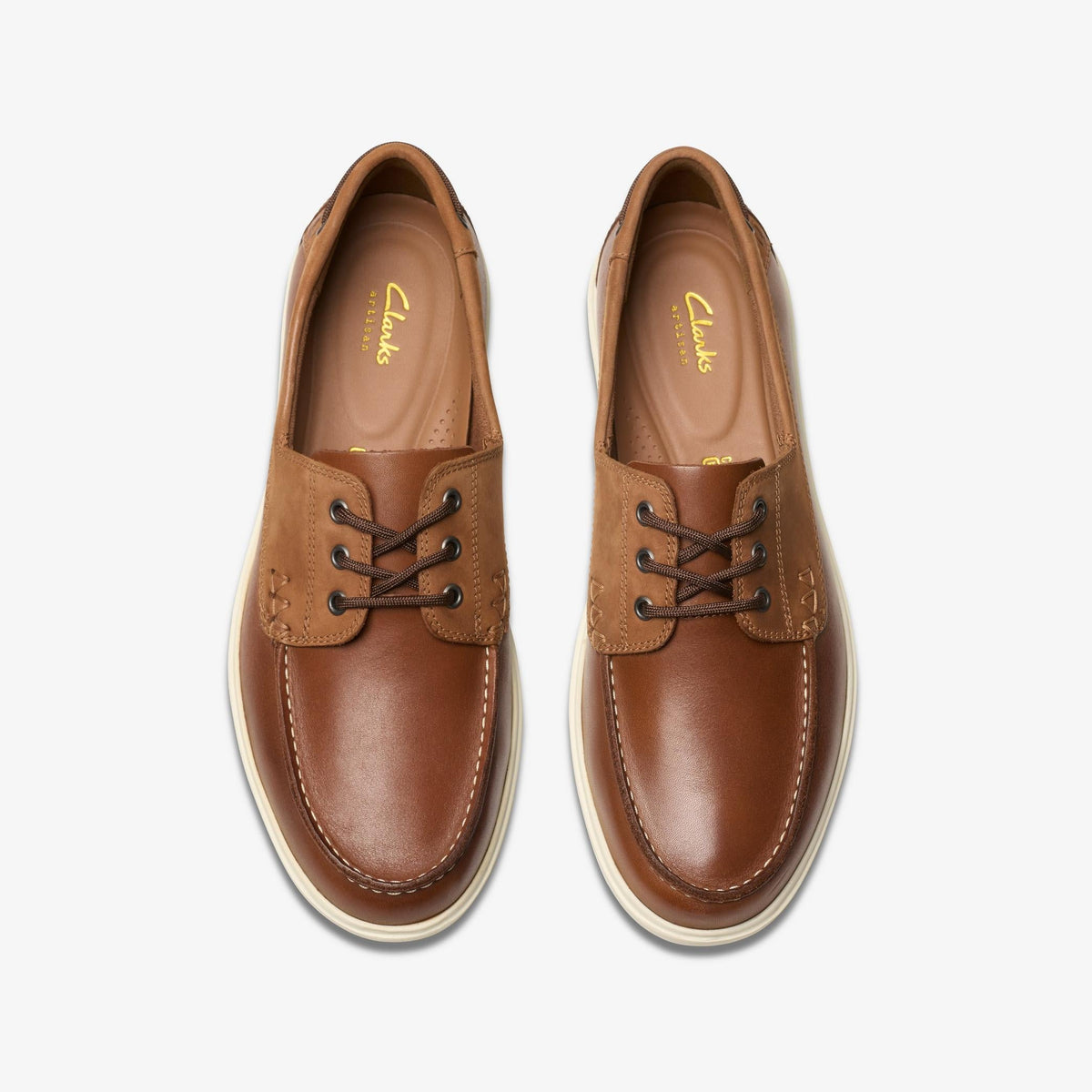 Clarks Bratton Boat Men's Dark Tan Leather 26181273 — top view