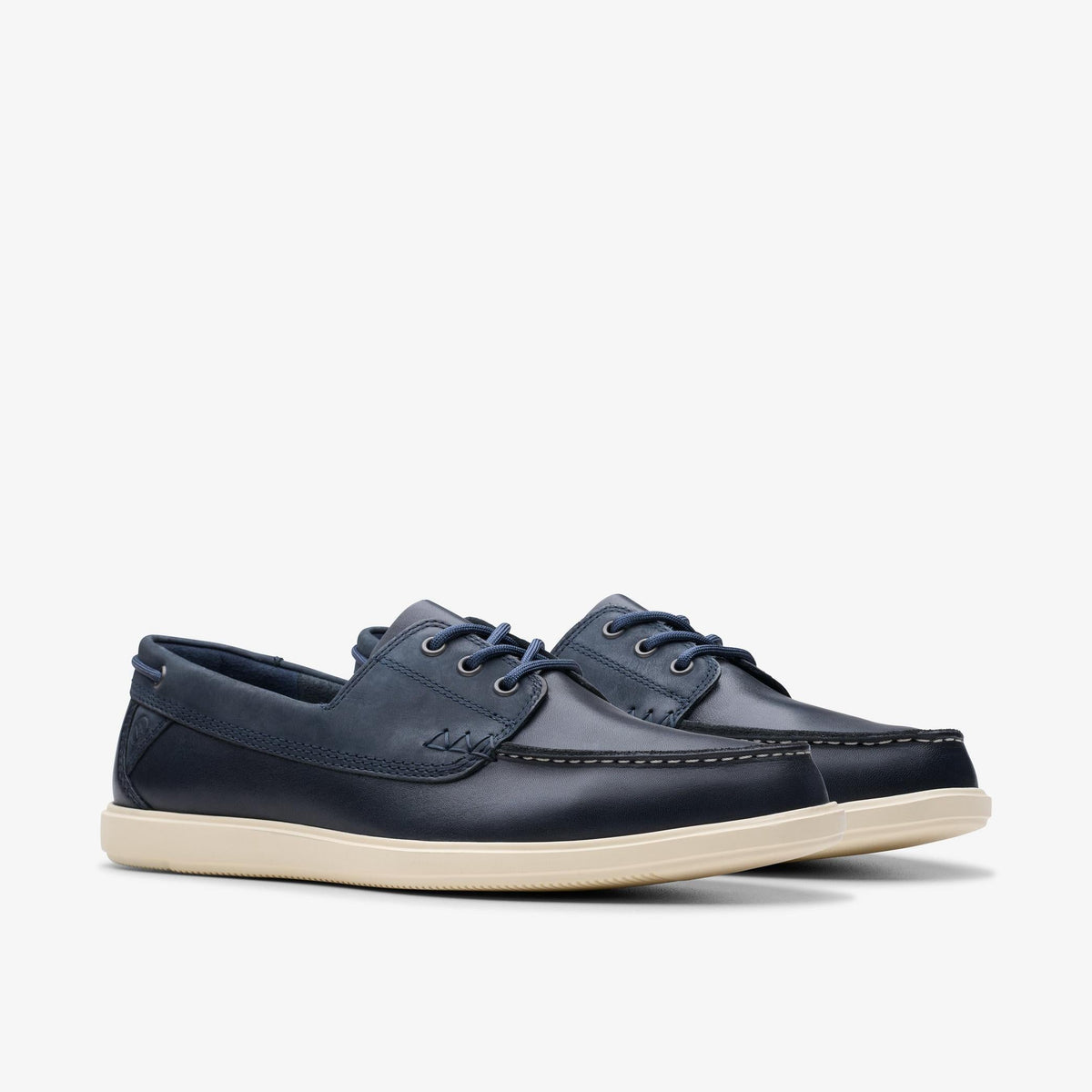 Clarks Bratton Boat Men's Navy White Leather 26181274 — sole view