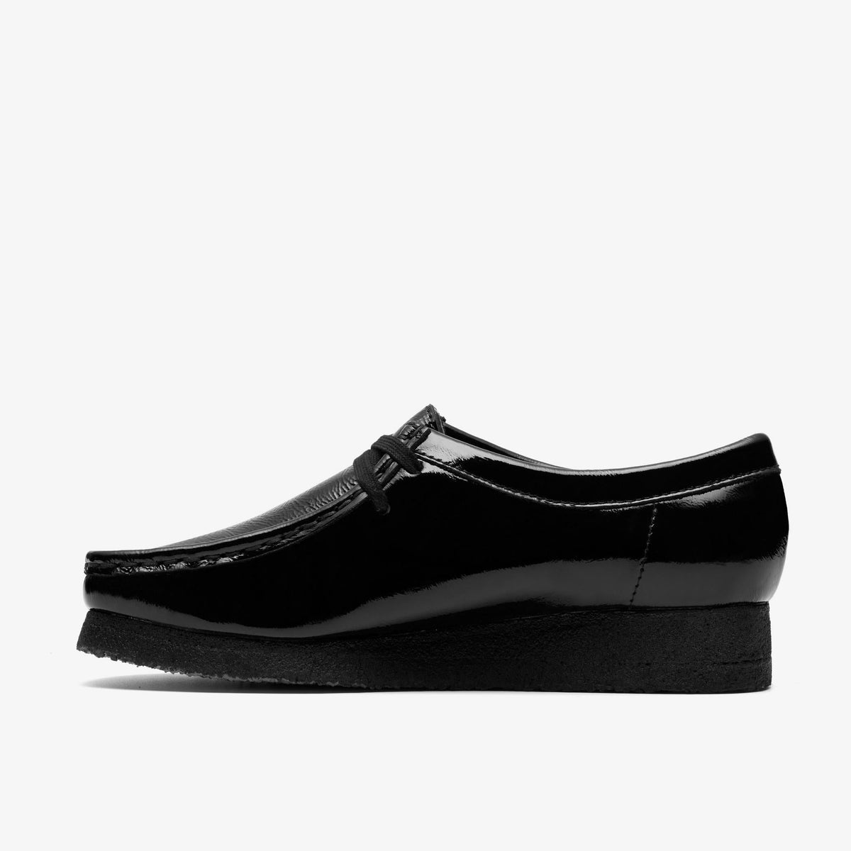 Clarks Originals Wallabee Women's Black Pat Patent Leather 26182760 — side view