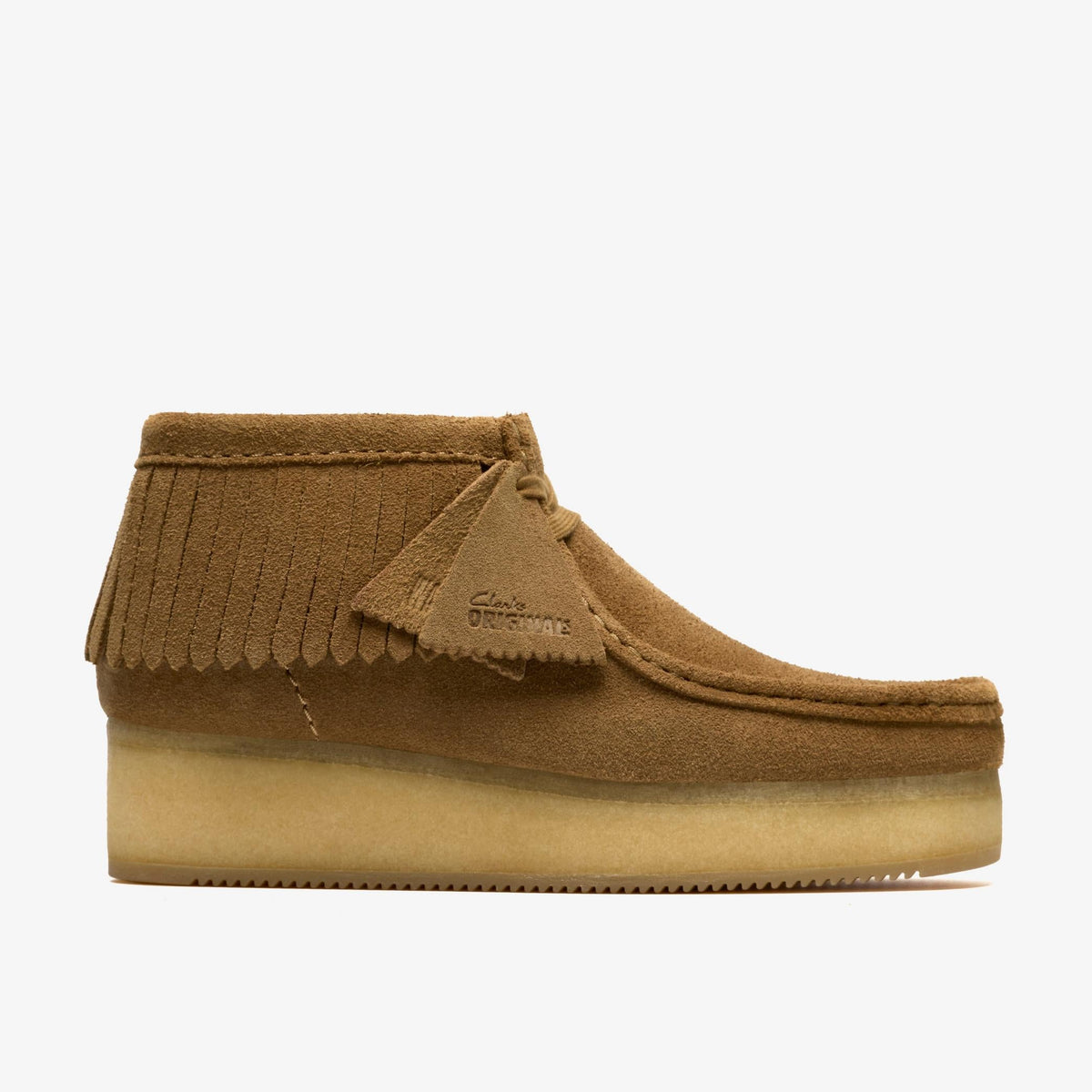 Clarks Originals Wallabee Wedge Fringe Women's Light Tan Suede 26182855