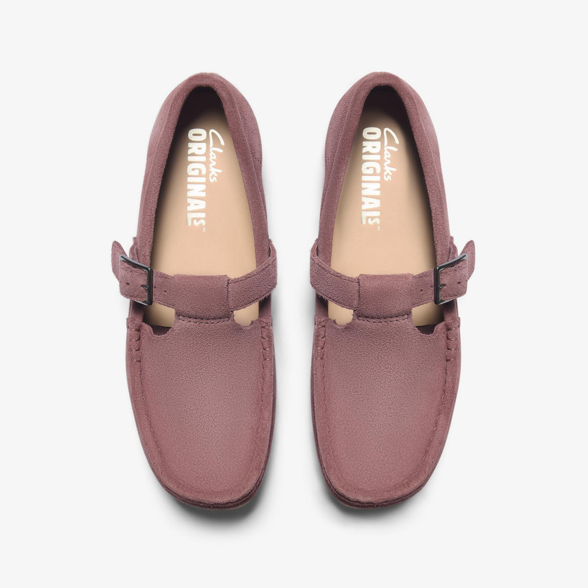 Clarks Originals Wallabee T Bar Women's Rose Brown Suede 26183077 — top view