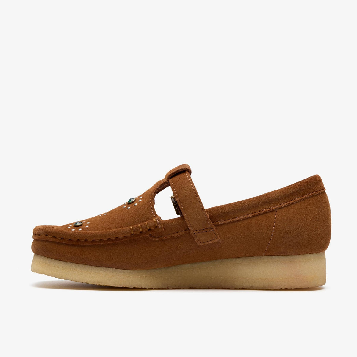 Clarks Originals Wallabee T-Bar Women's Brown/Orange Suede 26183079 — side view