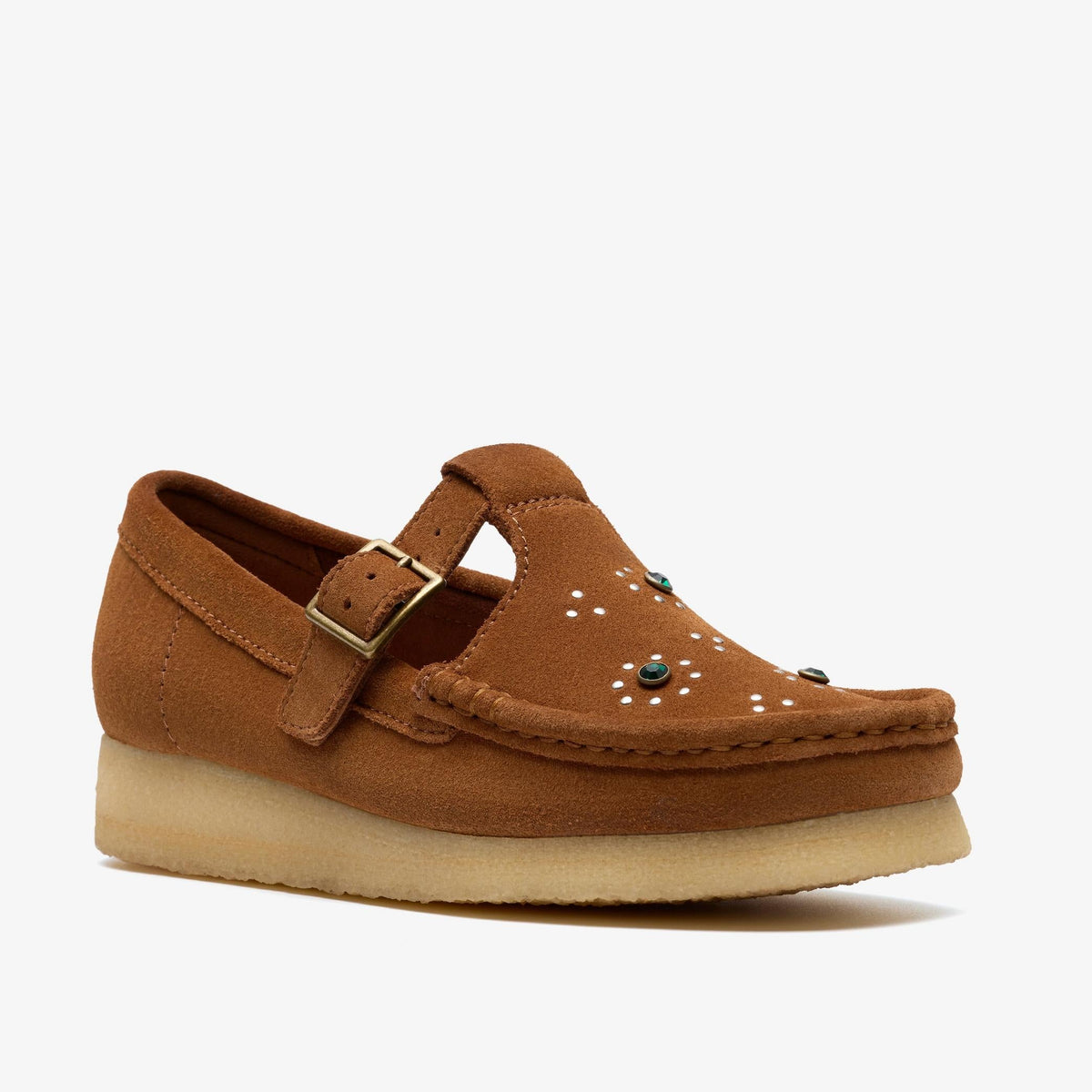 Clarks Originals Wallabee T-Bar Women's Brown/Orange Suede 26183079 — sole view