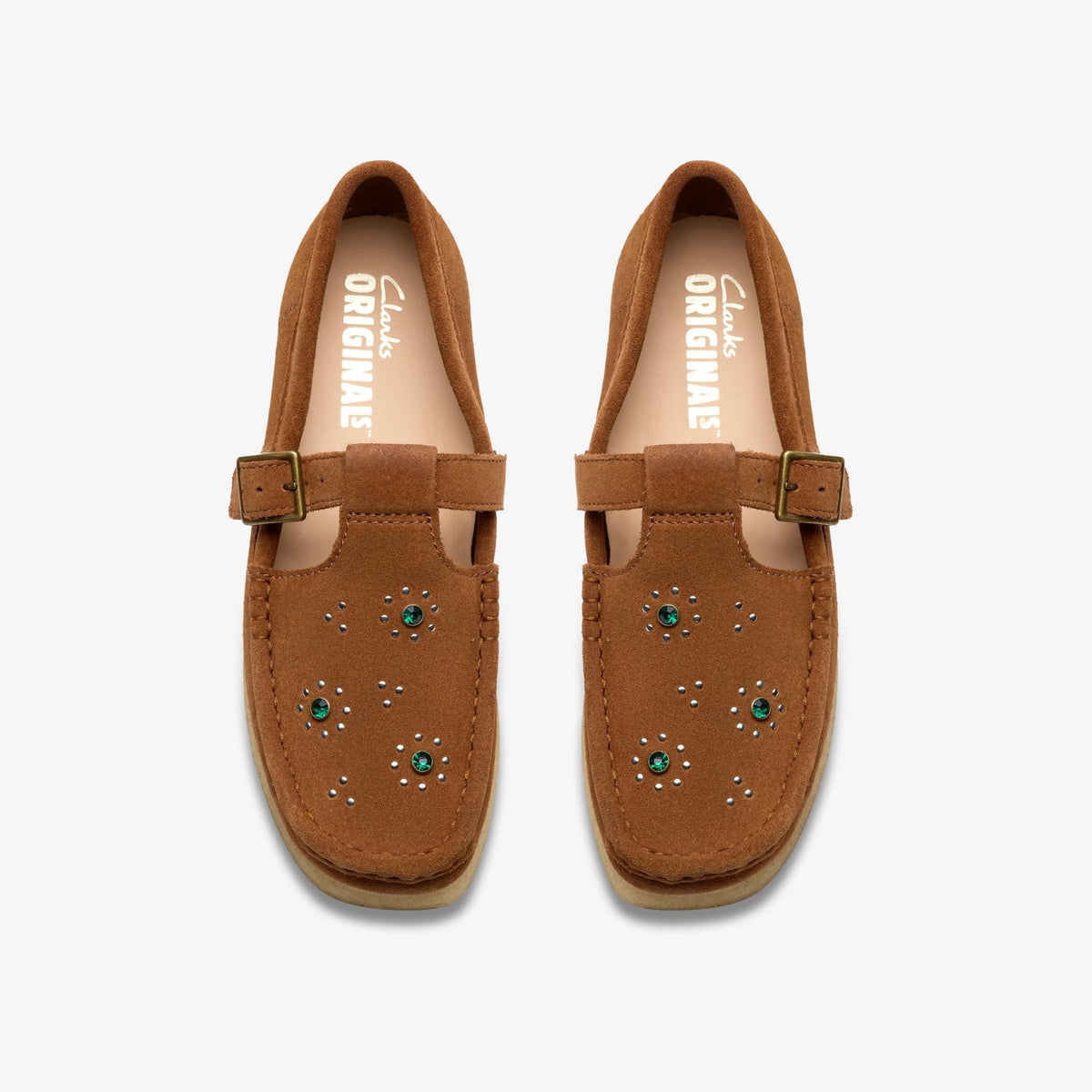 Clarks Originals Wallabee T-Bar Women's Brown/Orange Suede 26183079 — top view