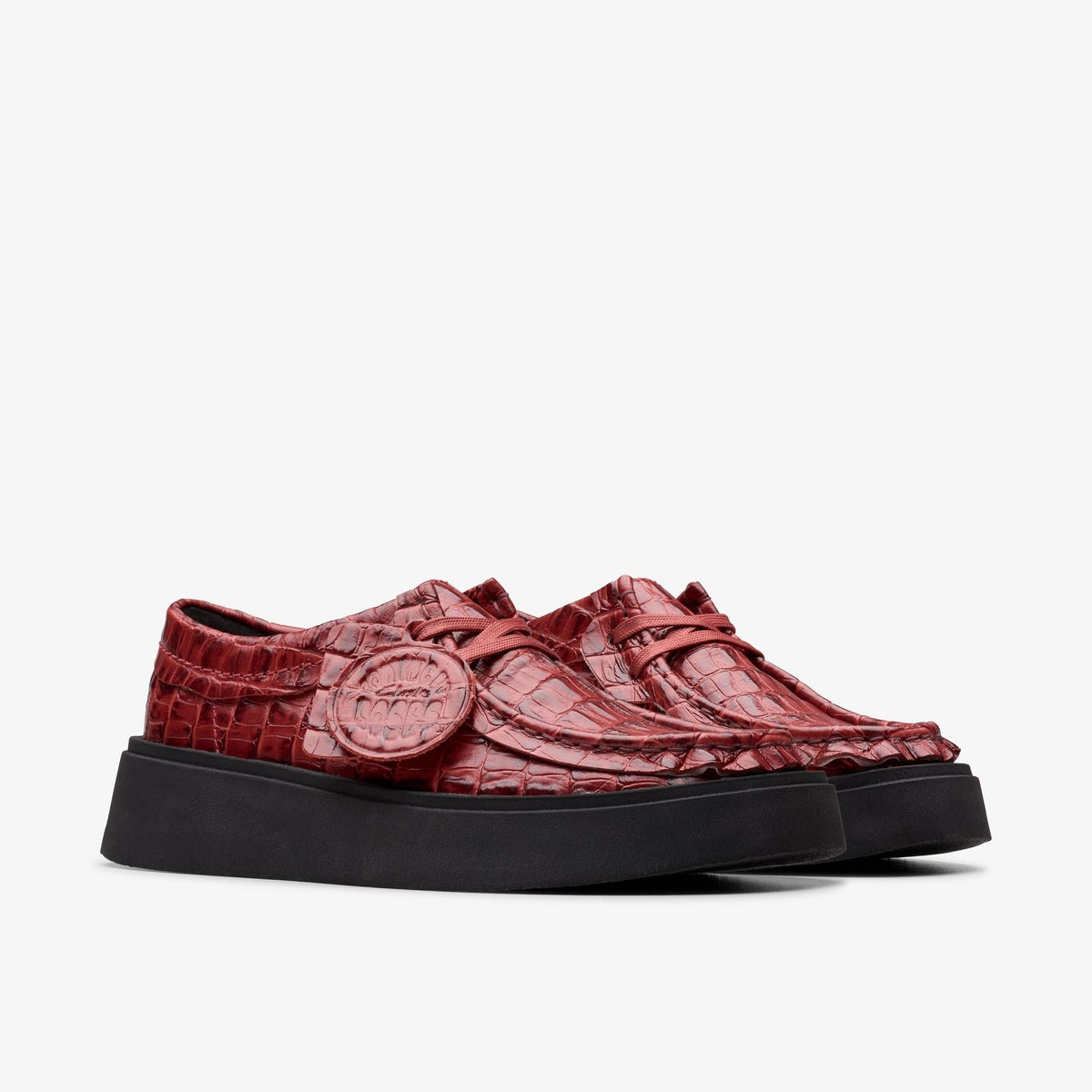 Clarks Originals x Martine Rose Torview Women's Burgundy Croc-Embossed Leather 26183332 — sole view