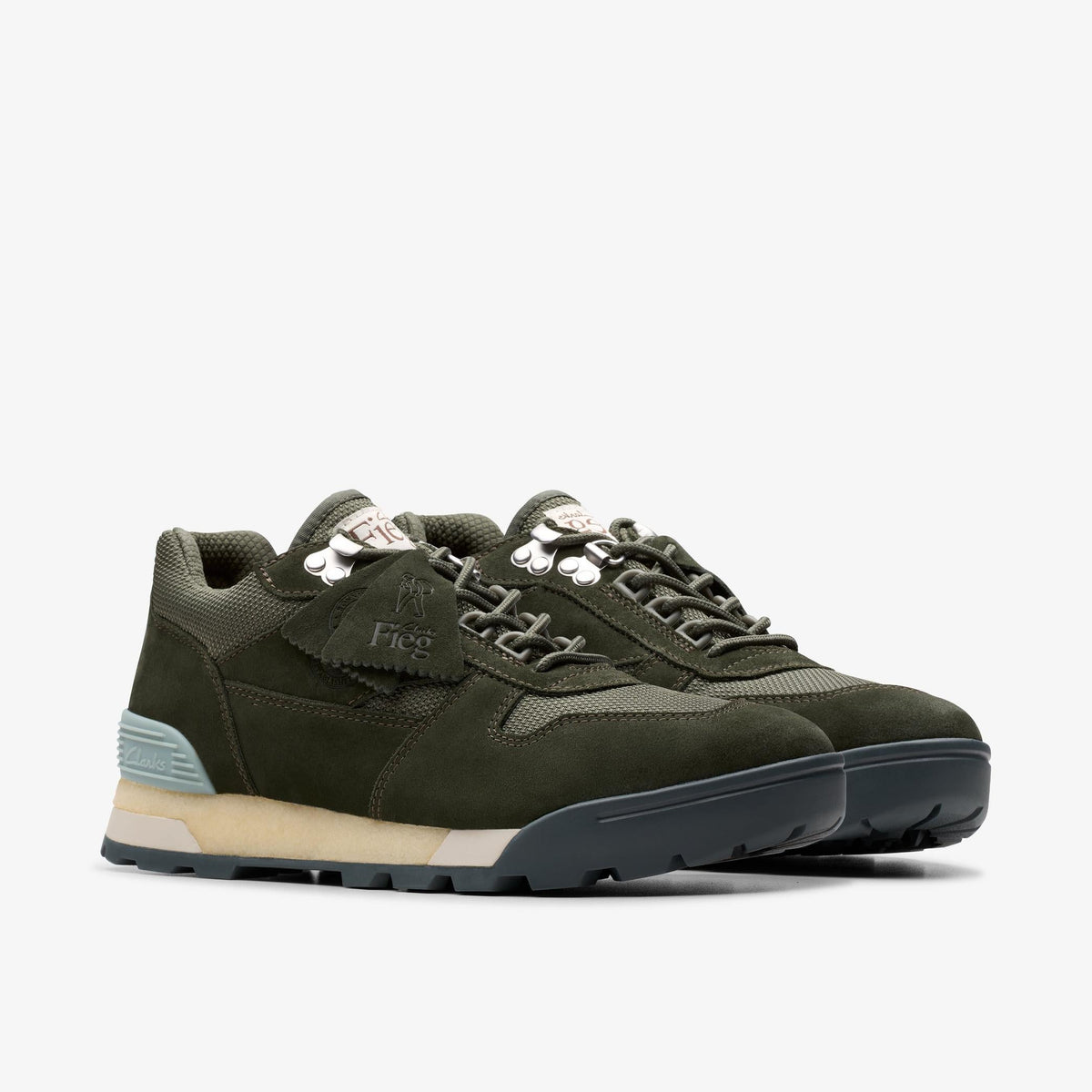 Clarks Originals x Ronnie Fieg 8th Street Laddow Men's Dark Olive Combi 26183708 — sole view