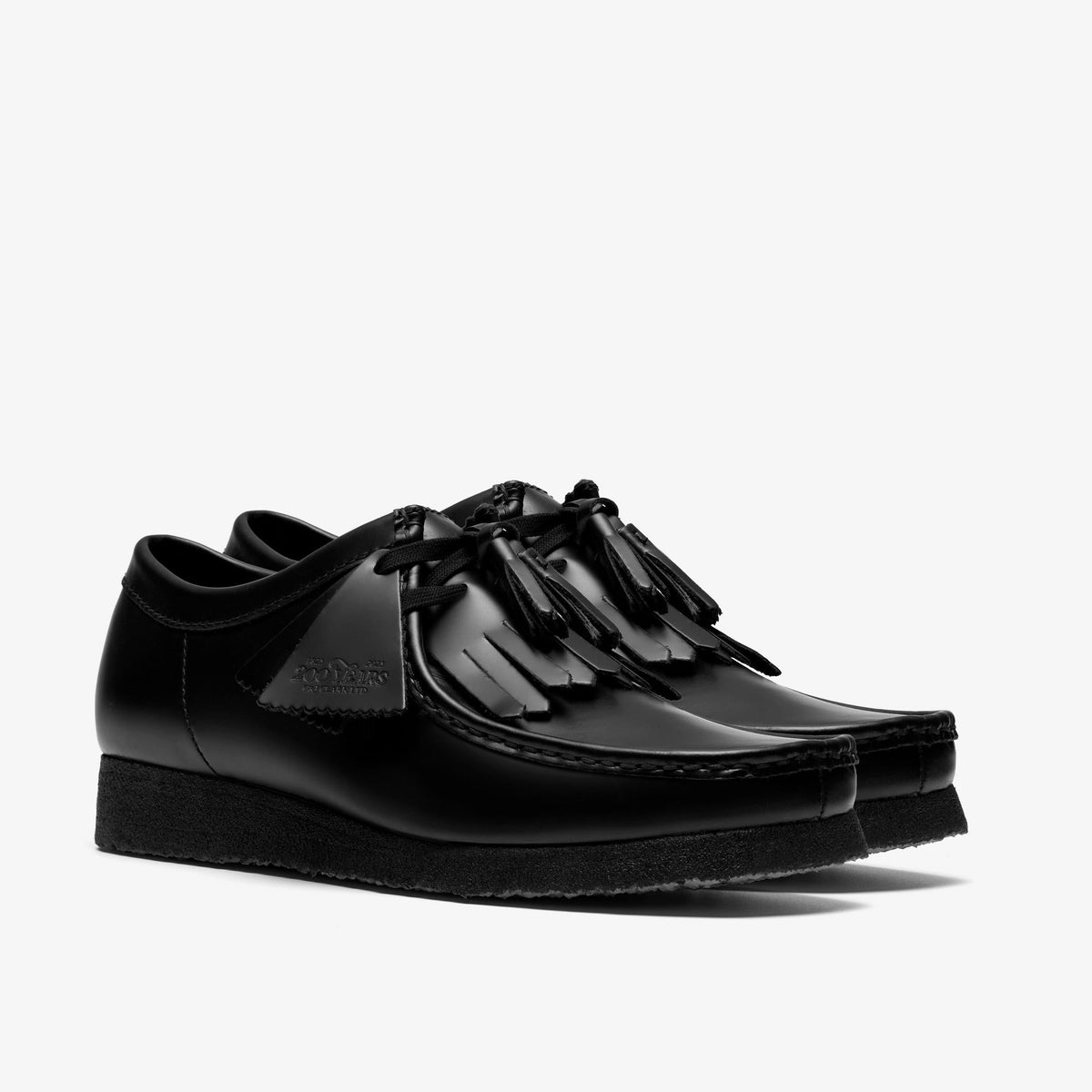 Clarks Originals Wallabee Men's Black Hi Shine Leather 26183780 — sole view